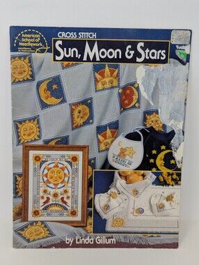 Cross Stitch Pattern Celestial Sun, Moon & Stars Vintage